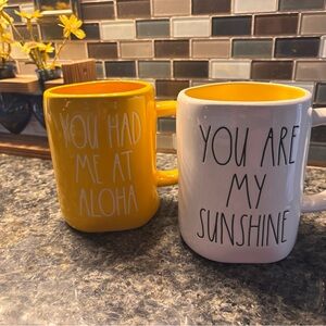 Rae Dunn Yellow and White Mugs Set
